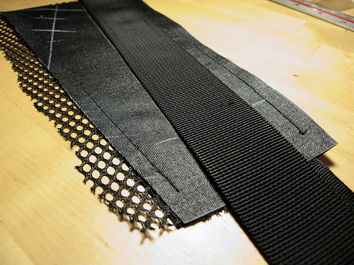 Layering of the hipbelt prior to sewing